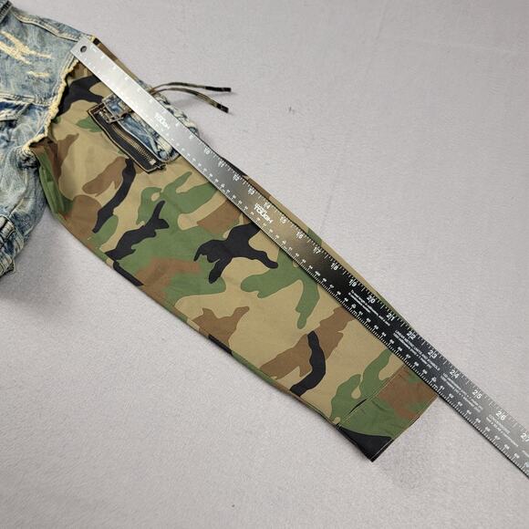 Smoke Rise Jacket Womens Lg Camo Distressed Denim Cropped Military Style (971) - Picture 8 of 8